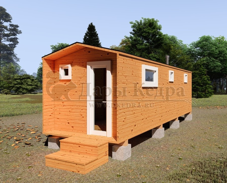 Каркасная баня Барн из кедра 6х2.3 м