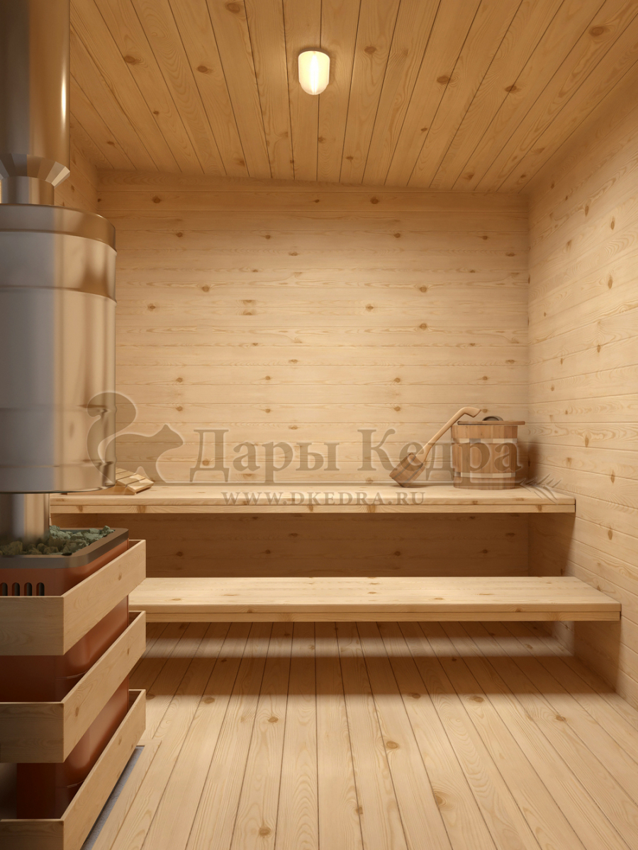 Каркасно-щитовая баня из кедра «Оптима» с верандой